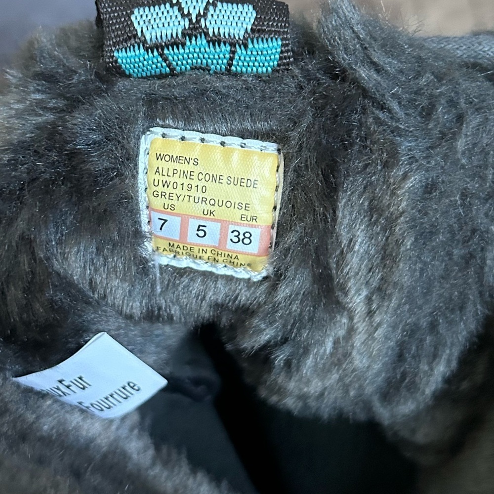 Cushe Allpine Cone suede grey turquoise Gray Women's Boots faux fur nordic - Picture 3 of 12